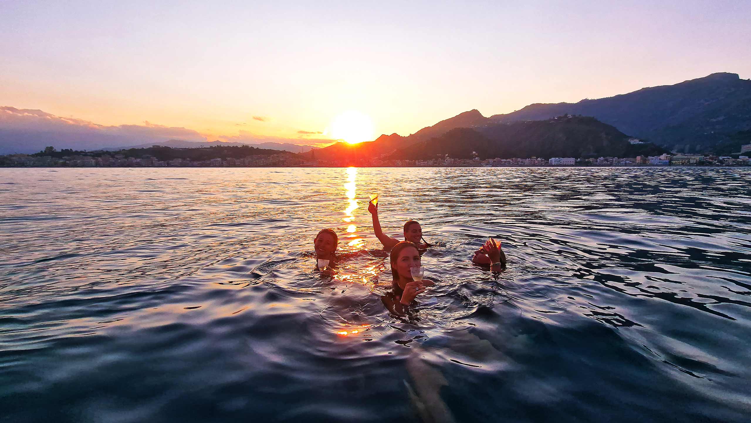 aperitif on the boat in Taormina